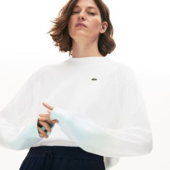 Lacoste Made in France Crew Neck Organic Cotton Sweatshirt - Mikiny Dámské Tyrkysové / Světle Zelene